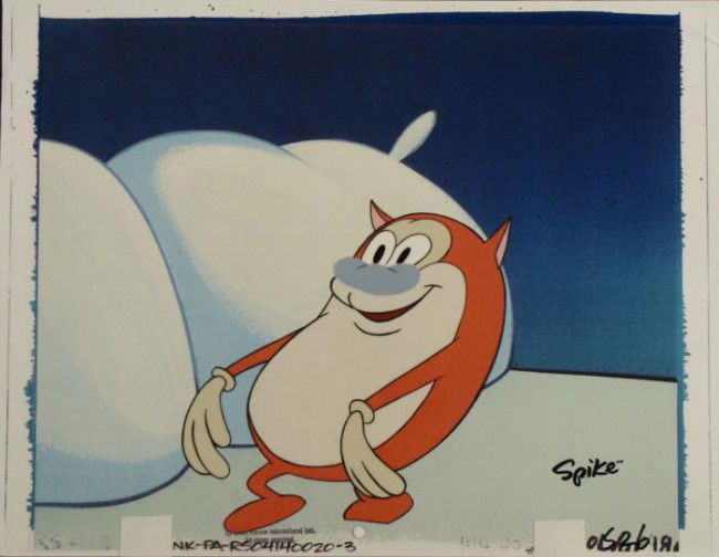 Original Cel No Way Animation Ren and Stimpy Background: This original production art cel and reproduction background is from the Nickelodeon TV show Ren & Stimpy. The show follows two characters - Ren, a crazy Chihuahua - and - Stimpy, a