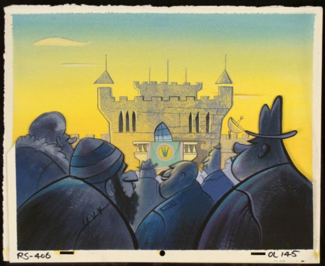 Ren and Stimpy Original Production Cel and Background: This original production art cel and background is from the Nickelodeon TV show Ren & Stimpy. The show follows two characters - Ren, a crazy Chihuahua - and - Stimpy, an incredibly stupi