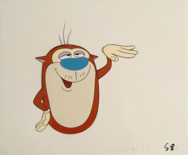 Chill Ren And Stimpy Original Animation Cel Art Flow: This is an original production animation cel from the Nickelodeon TV show Ren & Stimpy. The show follows two characters - Ren, a crazy Chihuahua - and - Stimpy, an incredibly stupid