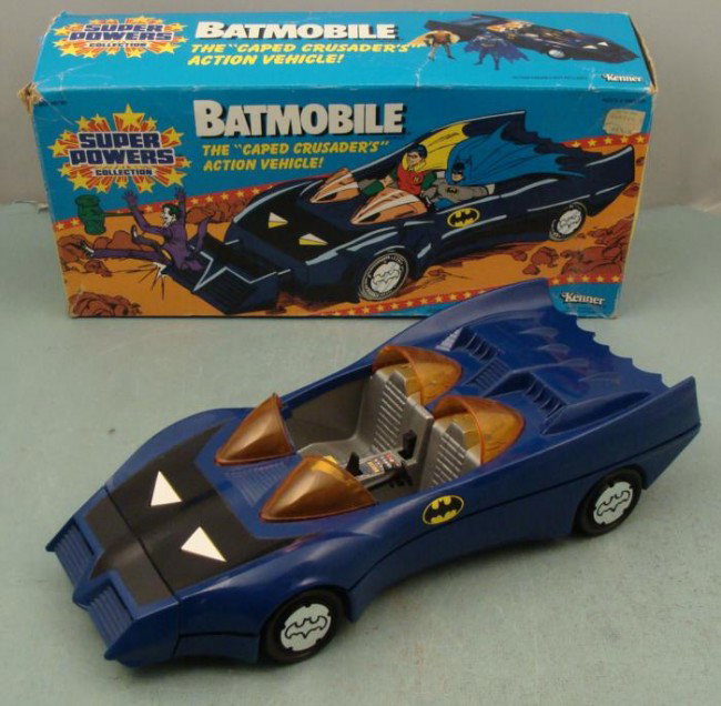 Batmobile Super Powers Vehicle Car Kenner 1984 IN BOX: Here's the Batmobile Action Vehicle from the Super Powers Collection by Kenner, dating from 1984. It is in excellent condition and comes in the original box. All the exciting action functi