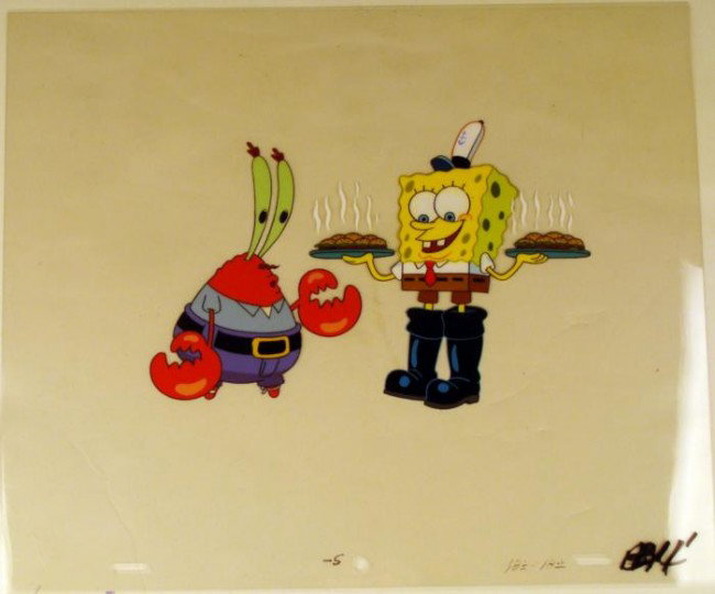 Original Cel Completely Captivated Animation Spongebob: This original animation cel is from the Nickelodeon TV show SpongeBob Squarepants. The story takes place under the deep blue sea in Bikini Bottom, where SpongeBob resides. Sp