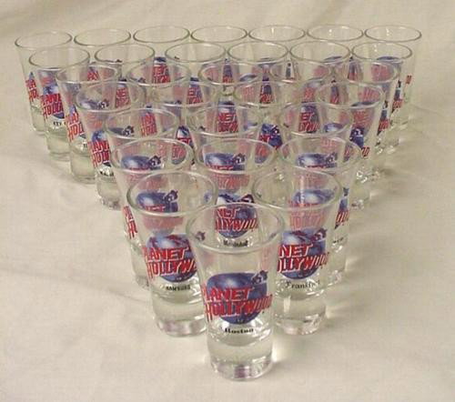 30 Diff Planet Hollywood Orig Shot Glass New Orleans: This is a super lot of 30 RARE shot glasses from Planet Hollywood! All are from closed locations and in the old original style They are in mint, never used condition Each 3½ inch tall flared gl