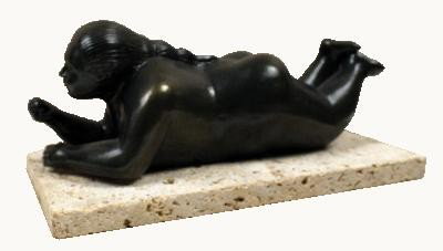 Botero Woman with Fruit Sculpture: Reference #: ULLC5097 Artist Name: Botero, Fernando Title: Woman with Fruit Medium: Sculpture Edition Size: Unknown Year: Unknown Paper Size: 5.25 x 12 inches Image Size: 5.25 x 12 inches Condition: A