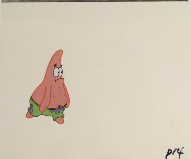 Animation SpongeBob Cel Original Walk Around Art: This original animation cel is from the Nickelodeon TV show SpongeBob Squarepants. The story takes place under the deep blue sea in Bikini Bottom, where SpongeBob resides. Sp
