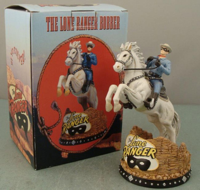 The Lone Ranger & Silver Bobber Figure Vandor MIB: When the Lone Ranger is on his fiery horse Silver, he always looks like he's ready to speed off in a trail of dust. That's exactly the way this bobber figure looks, not only with its terrific detail, 