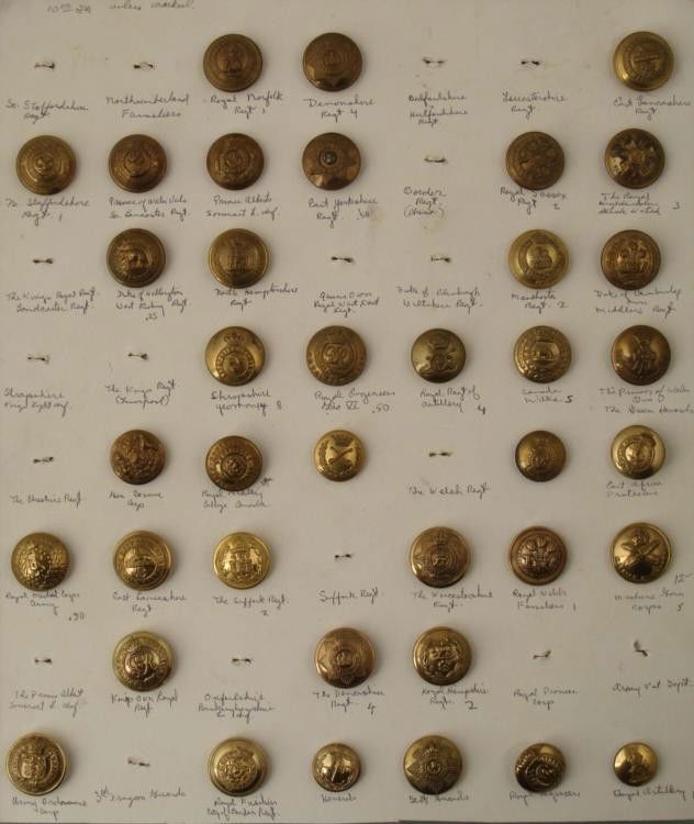 37 British Regiment Military Buttons Antique Collection