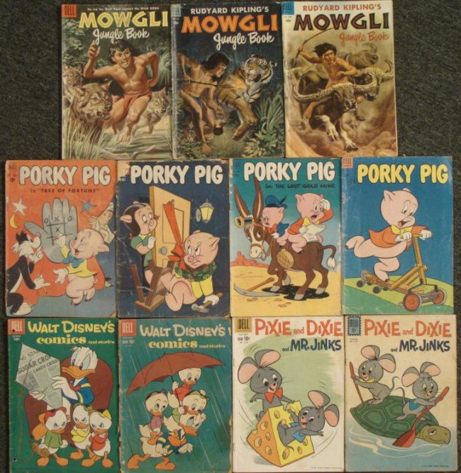 11 Dell Comic Books Porky Pig Mowgli Jungle Book: For those who are not interested in superheroes and their nemesis's, this is the lot for you. Offered here is eleven comic books from dell. In this lot you will receive four Porky Pig comi