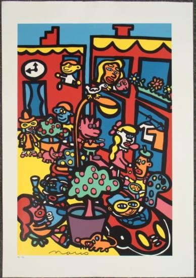 Colorful SOHO Dynamic Signed LE Pop Art Canvas MARCO: We love this lively print signed from a limited edition by the Pop art sensation, MARCO! Title: "Soho " 1999 Serigraph on canvas Image size: 18 × 27 2½ inch margin for easy stretching Str