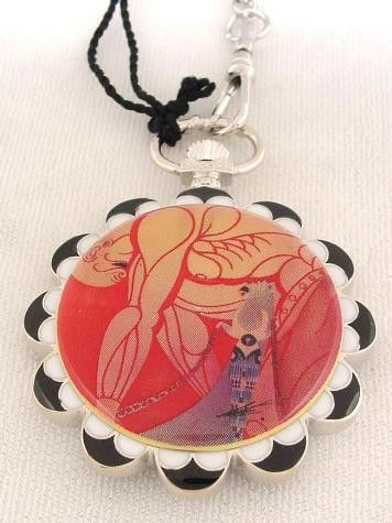 Deco Art to Wear Gift Erte Pocket Watch Premier Offer: This fabulous Art Deco pocket watch — created under license from an original design by Erté himself — is offered for sale here for the first time ANYWHERE! A famous Erté ima