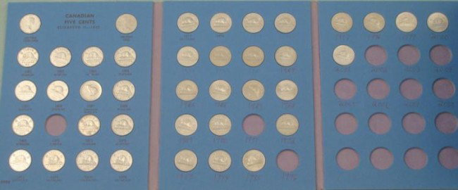 Canadian Nickel Set 1961-2000 40 Coins in Folder: Canadian Nickel Set including 40 coins Dates: 1961-2001 (missing 1970, 1991, 1996) Included: In Whitman coin folder