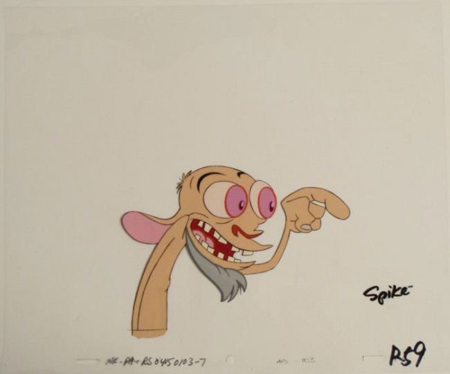 Original Animation Art Cel Ren And Stimpy Teeth: This is an original production animation cel from the Nickelodeon TV show Ren & Stimpy. The show follows two characters - Ren, a crazy Chihuahua - and - Stimpy, an incredibly stupid