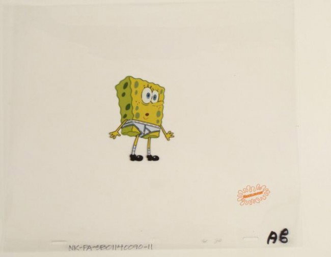 SpongeBob Underwear Original Animation Cel Art Shocked: This original animation cel is from the Nickelodeon TV show SpongeBob Squarepants. The story takes place under the deep blue sea in Bikini Bottom, where SpongeBob resides. Sp