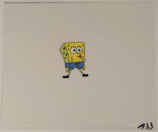 SpongeBob Swim Shorts Orig Animation Production Cel: This original animation cel is from the Nickelodeon TV show SpongeBob Squarepants. The story takes place under the deep blue sea in Bikini Bottom, where SpongeBob resides. Sp