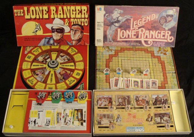 2 Lone Ranger Vintage Board Games Warren Milton Bradley: Here are two classic Lone Ranger board games. One is The Lone Ranger & Tonto, made by Warren in 1978. The other is the Legend of the Lone Ranger by Milton Bradley from 1980. Both have some wear on