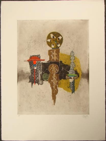 S/N LE Johnny Friedlaender Fine Art PRINT Epure 1985 EA: Offered here is a richly toned etching and aquatint print by the late German master Johnny Friedlaender. Epure shows the artist working at the height of his powers in the complex art of printmaking. A