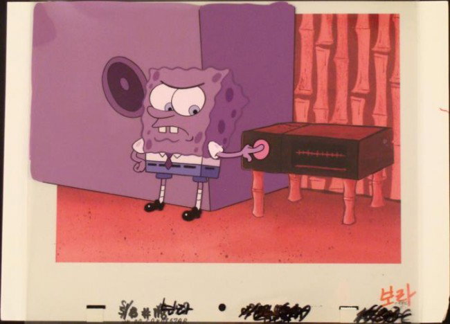 Whats This Cel Original Animation Spongebob Background: This original animation cel and reproduction background are from the Nickelodeon TV show SpongeBob Squarepants. The story takes place under the deep blue sea in Bikini&n