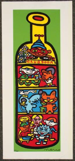 Vibrant MARCO Pop Art CLUB SODA Print on Canvas: Here's CLUB SODA, a Pop art print on canvas by well-known artist MARCO: Year: 1995 Medium: Serigraph on unstretched canvas 12 × 36 Signature: Signed in marker, lower right Edition: Numbered IV/LX