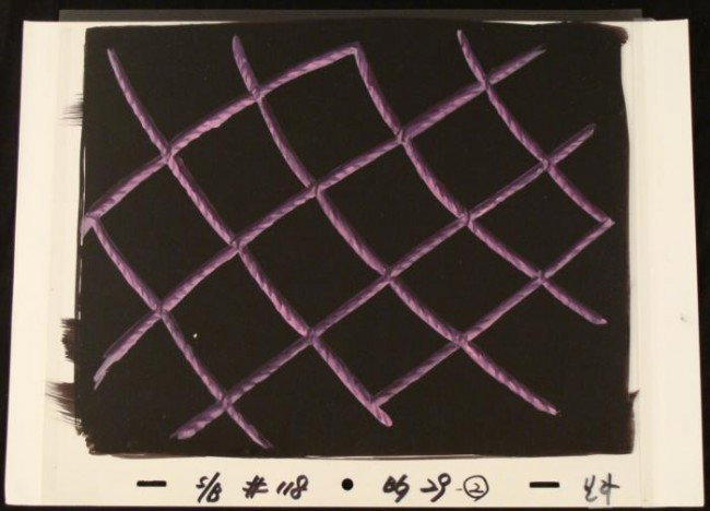 Purple Original Rope Animation SpongeBob Background Cel: This original hand-painted background and animation cel are from the Nickelodeon TV show SpongeBob Squarepants. The story takes place under the deep blue sea in Bikini B