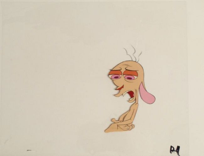 Ren And Stimpy Cel Original Production Painful Art: This is an original production animation cel from the Nickelodeon TV show Ren & Stimpy. The show follows two characters - Ren, a crazy Chihuahua - and - Stimpy, an incredibly stupid
