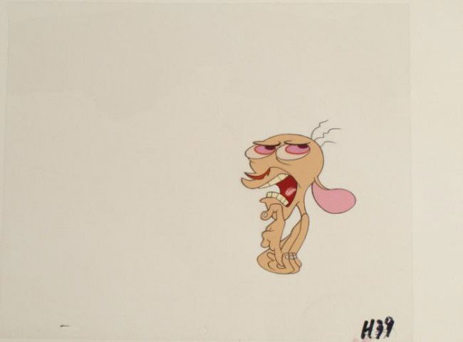 Animation Art Cel Original Ren And Stimpy Three Hairs: This is an original production animation cel from the Nickelodeon TV show Ren & Stimpy. The show follows two characters - Ren, a crazy Chihuahua - and - Stimpy, an incredibly stupid