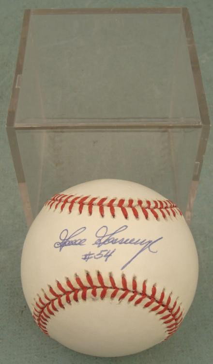 Goose Gossage Signed Baseball HOF w/ Ball Cube: Hall of Fame pitcher Goose Gossage signed this Leonard S. Coleman Jr. baseball in blue ballpoint. The ball is in very good condition, with a couple smudge marks. It comes in an acrylic ball cube