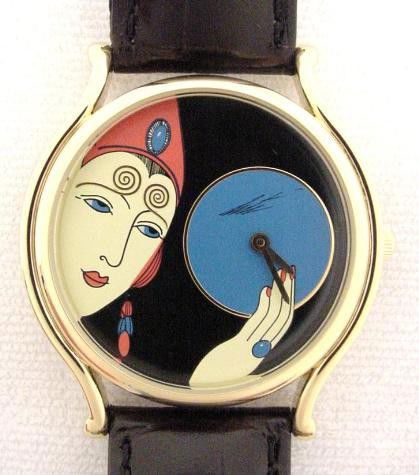 Great Unusual Graphic Art Deco Erte Ladies Watch Gift: This stunning ladies watch-created under license from Erté's original watch design- features a very exciting Art Deco graphic that's certain to attract attention! We're proud to offer this gorg