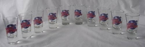 10 Dif Planet Hollywood Original Shot Glasses Boston: This is a lot of 10 RARE shot glasses from Planet Hollywood. All but one are from closed locations! They are in mint, never used condition. Each 3 1/2" tall flared glass features the blue globe and re