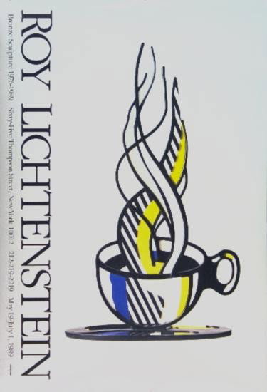 1989 Lichtenstein Cup and Saucer Poster: Reference #: ULMI1107 Artist Name: Lichtenstein, Roy Title: Cup and Saucer Medium: Offset Lithograph Edition Size: 1000 Year: 1989 Paper Size: 68 x 48 inches Image Size: 68 x 48 inches Condition: C: S