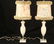 Pair Vintage White Glass Table Lamps w/ Shades