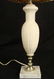 Pair Vintage White Glass Table Lamps w/ Shades - 2