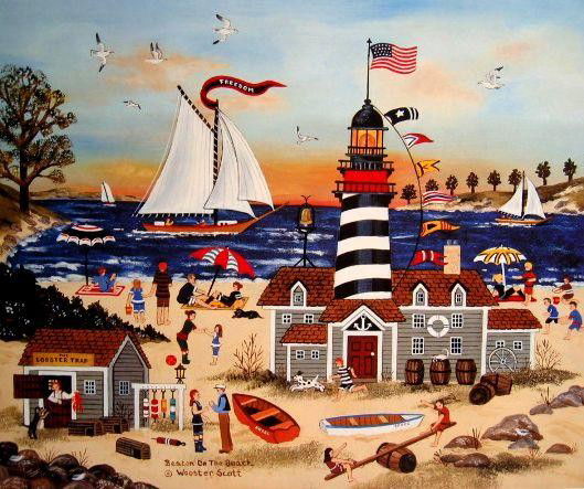 Beacon on the Beach by Jane Wooster Scott: Offset Lithograph, 11" by 13" Paper: Lustro 100% Archival Edition Size: 495 Artist's Proofs: 95 Hand Signed