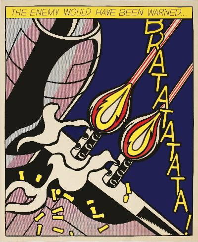 1964 Lichtenstein As I Opened Fire (Panel 2) Litho: Reference #: ULYY9218 Artist Name: Lichtenstein, Roy Title: The Enemy Would Have Been Warned (Panel 2 of 3) Medium: Lithograph Edition Size: Unknown Year: 1964 Paper Size: 25 x 20 inches Image Size: 2