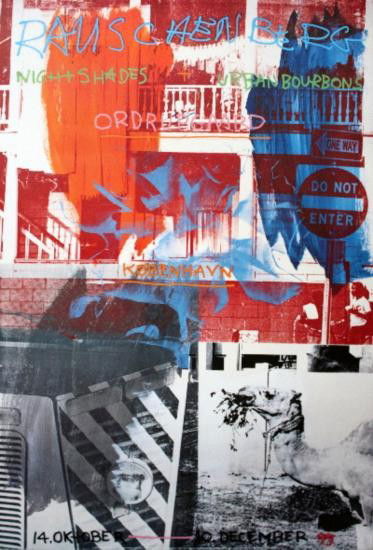 Rauschenberg Night Shades + Urban Bourbons Poster: Reference #: ULGH1530 Artist Name: Rauschenberg, Robert Title: Night Shades + Urban Bourbons Medium: Offset Lithograph Edition Size: limited Year: Unknown Paper Size: 39.5 x 26 inches Image Size: 39.5