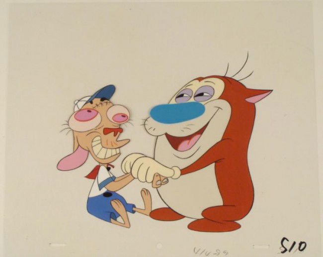 White Hat Blue Original Ren And Stimpy Animation Cel: This is an original production animation cel from the Nickelodeon TV show Ren & Stimpy. The show follows two characters - Ren, a crazy Chihuahua - and - Stimpy, an incredibly stupid