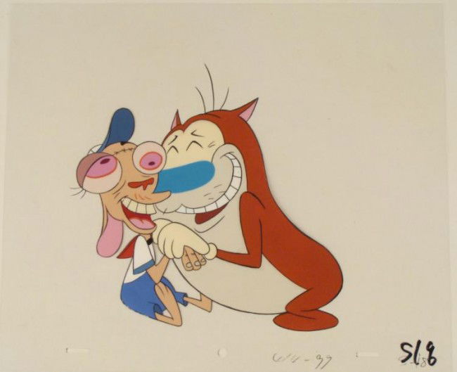 Art Ren And Stimpy Scar Production Cel Original Cool: This is an original production animation cel from the Nickelodeon TV show Ren & Stimpy. The show follows two characters - Ren, a crazy Chihuahua - and - Stimpy, an incredibly stupid