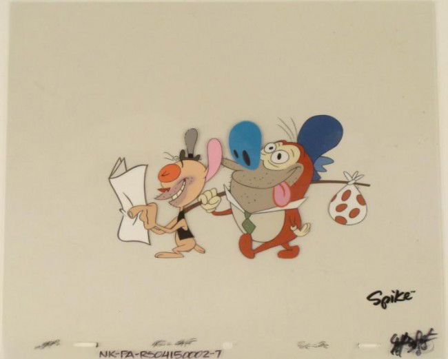 Walking Railroad Original Animation Cel Ren And Stimpy: This is an original production animation cel from the Nickelodeon TV show Ren & Stimpy. The show follows two characters - Ren, a crazy Chihuahua - and - Stimpy, an incredibly stupid
