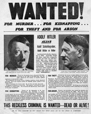 WANTED POSTER World War2 WWII Nazi Germany ADOLF HITLER: WANTED POSTER World War2 WWII Nazi Germany ADOLF HITLER, 8.5in X 11in Glossy Card Stock Reproduction of the 1939 British Poster