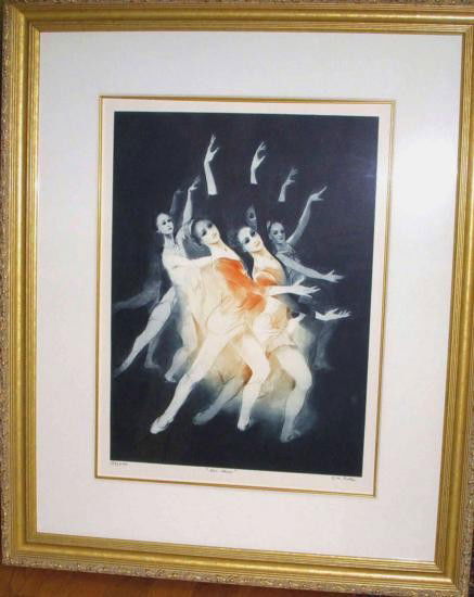 Les Eleves: Georgeous piece by G.H. Rothe. Mezzotint Etching Framed in Gold Leaf Frame with Linen mat and liner. Rare Piece. Numbered and Signed 132/200.