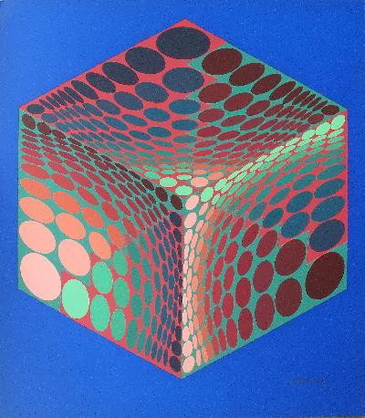 Signed Vasarely Cube Serigraph: Reference #: ULXX7885-B Artist Name: Vasarely, Victor Title: Cube Medium: Serigraph Edition Size: Unknown Year: Unknown Paper Size: 25.75 x 21.5 inches Image Size: 25.75 x 21.5 inches Condition: A