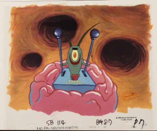 Animation Background Cel Original SpongeBob Nickelodeon: This animation cel and reproduction background are from the Nickelodeon TV show SpongeBob Squarepants. The story takes place under the deep blue sea in Bikini Bottom, where Sp