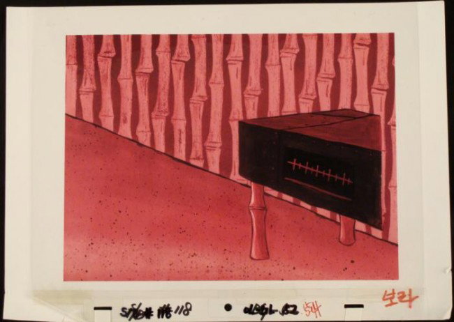 Animation Pink SpongeBob Stereo Background Cel Original: This animation cel and reproduction background are from the Nickelodeon TV show SpongeBob Squarepants. The story takes place under the deep blue sea in Bikini Bottom, where Sp