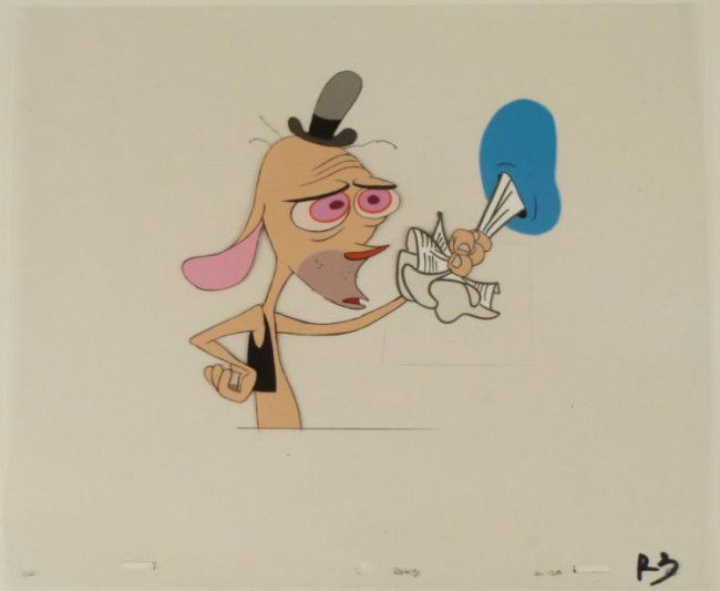 Production Nose Paper Original Ren And Stimpy Cel Art: This is an original production animation cel from the Nickelodeon TV show Ren & Stimpy. The show follows two characters - Ren, a crazy Chihuahua - and - Stimpy, an incredibl