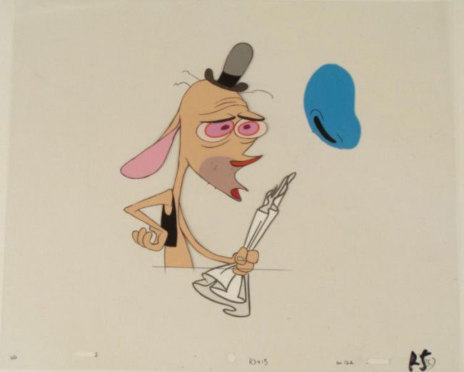 Original Clean Nose Production Ren And Stimpy Cel Art: This is an original production animation cel from the Nickelodeon TV show Ren & Stimpy. The show follows two characters - Ren, a crazy Chihuahua - and - Stimpy, an incredibl