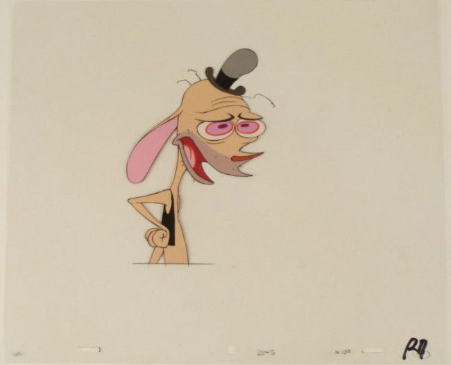 Animation Cel Weird Ren And Stimpy Original Art Black: This is an original production animation cel from the Nickelodeon TV show Ren & Stimpy. The show follows two characters - Ren, a crazy Chihuahua - and - Stimpy, an incredibl