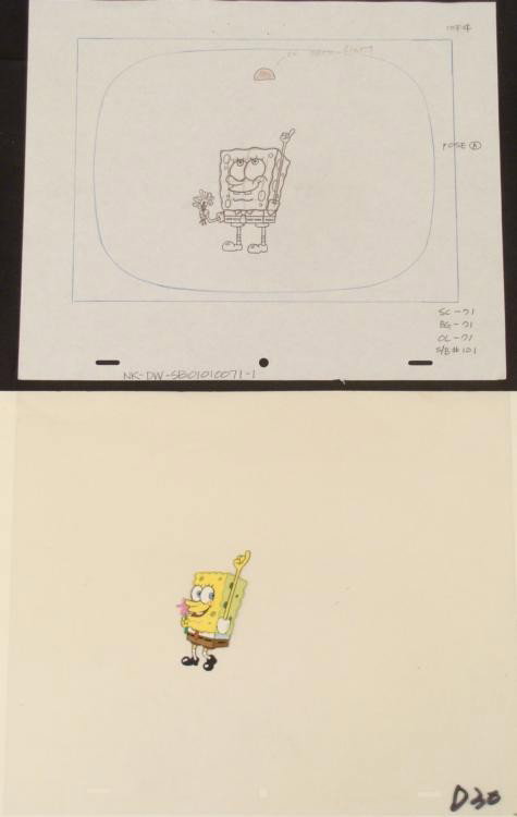 Drawing Cel Animation Flowers Aroma Spongbob Original: This original animation cel and drawing are from the Nickelodeon TV show SpongeBob Squarepants. The story takes place under the deep blue sea in Bikini Bottom, where Spon