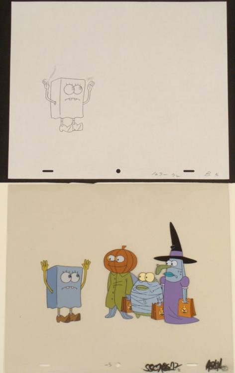 Drawing Original Animation Spongebob Be Afraid Art Cel: This original animation cel is from the Nickelodeon TV show SpongeBob Squarepants. The story takes place under the deep blue sea in Bikini Bottom, where SpongeBob resides