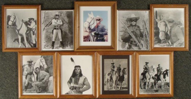 9 Lone Ranger & Tonto 8 x 10 Framed Photos Collection: This is a big collection of 9 classic 8 x 10 Lone Ranger photos. All are framed, two in gold tone metal frames, and the rest in nice wood frames. Four feature Tonto, including one solo sho