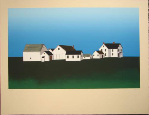 ORIENT POINT Ted Jeremenko LE Folk Primitive Art Print: This signed limited edition serigraph on paper is by popular contemporary artist Ted Jeremenko: * Title: "Orient Point" * Serigraph on ivory Arches * Sheet size: 30 × 38½ * Image size: 21