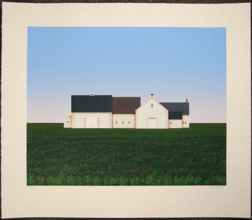 BARNS Ted Jeremenko LE Art Print Primitive Landscape: This arresting landscape is by critically acclaimed contemporary artist Ted Jeremenko: * Title: "Barns" * Serigraph on Arches * Sheet size: 27 × 31 * Image size: 20 × 25 * Signed by the ar