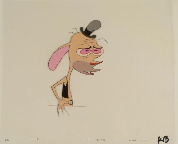 Animation Cel Art Ren And Stimpy Not Guilty Original: This is an original production animation cel from the Nickelodeon TV show Ren & Stimpy. The show follows two characters - Ren, a crazy Chihuahua - and - Stimpy, an incredibly stupid
